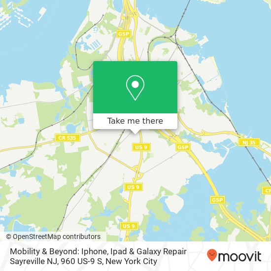 Mobility & Beyond: Iphone, Ipad & Galaxy Repair Sayreville NJ, 960 US-9 S map