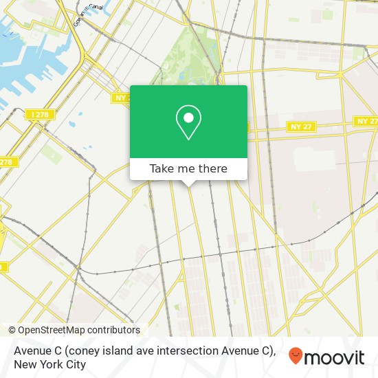 Mapa de Avenue C (coney island ave intersection Avenue C), Brooklyn, NY 11218