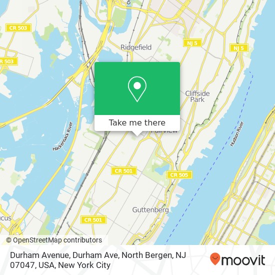 Durham Avenue, Durham Ave, North Bergen, NJ 07047, USA map