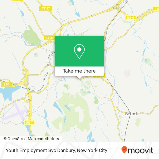 Youth Employment Svc Danbury map