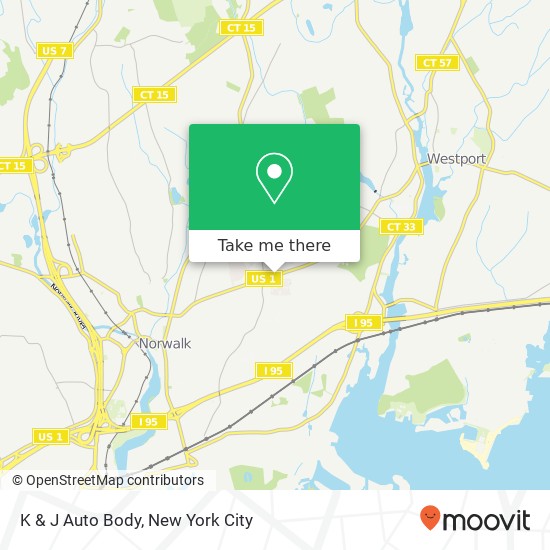 K & J Auto Body map