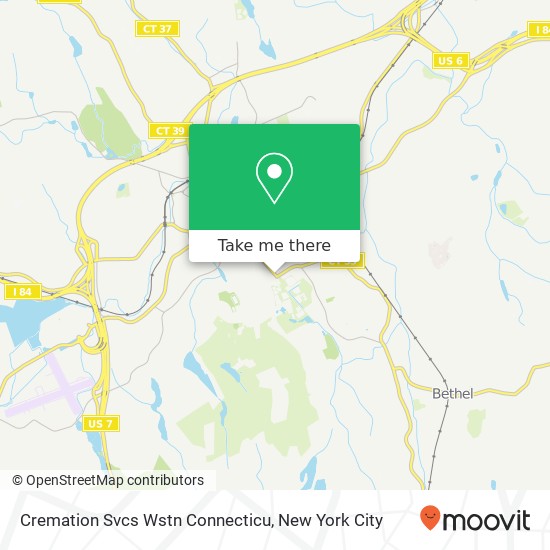 Cremation Svcs Wstn Connecticu map