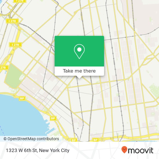 Mapa de 1323 W 6th St, Brooklyn, NY 11204