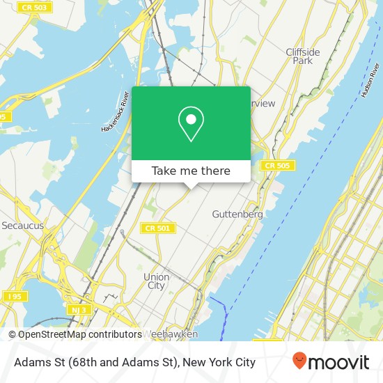 Mapa de Adams St (68th and Adams St), West New York, NJ 07093