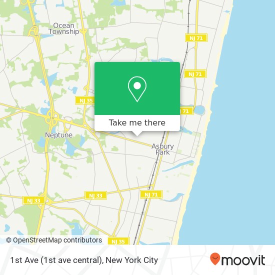 1st Ave (1st ave central), Asbury Park (INTERLAKEN), NJ 07712 map