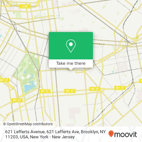 Mapa de 621 Lefferts Avenue, 621 Lefferts Ave, Brooklyn, NY 11203, USA