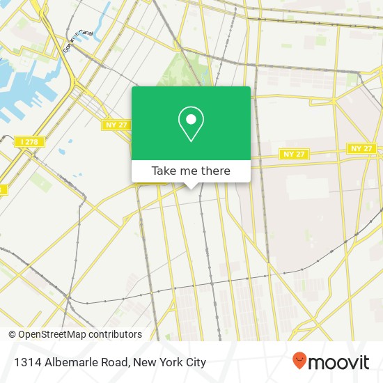 Mapa de 1314 Albemarle Road, 1314 Albemarle Rd, Brooklyn, NY 11226, USA