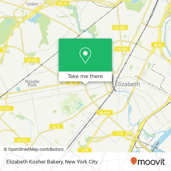 Elizabeth Kosher Bakery map