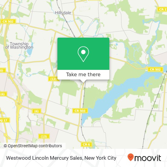 Westwood Lincoln Mercury Sales map