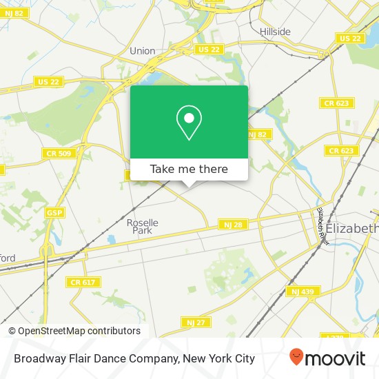 Mapa de Broadway Flair Dance Company