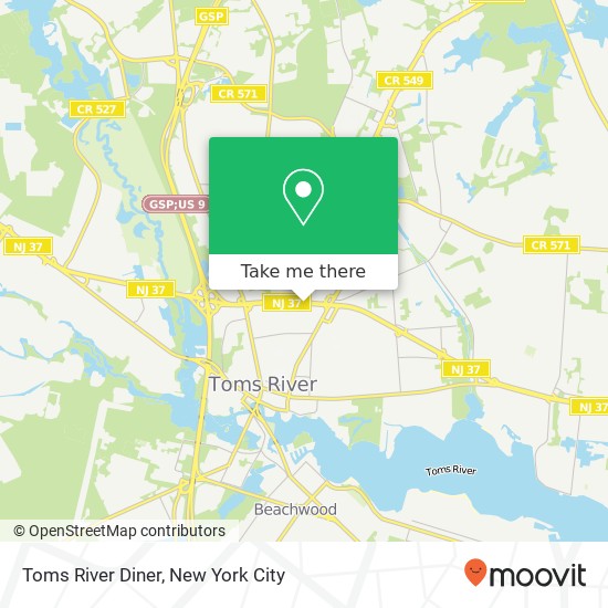 Toms River Diner map