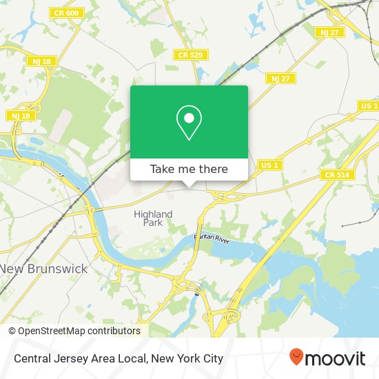 Mapa de Central Jersey Area Local