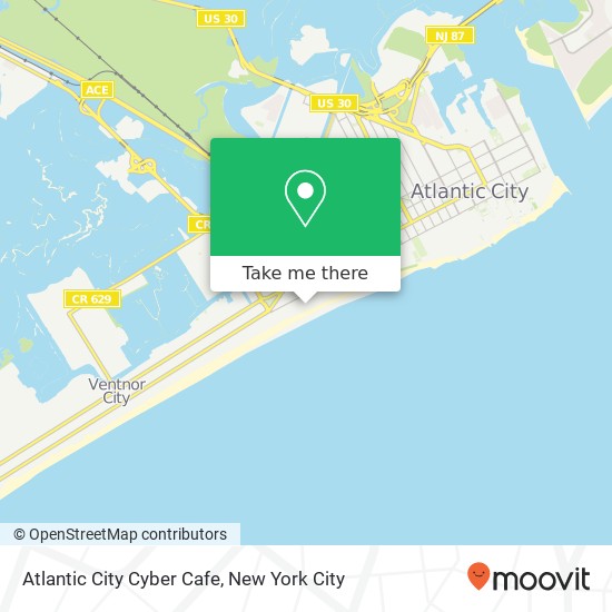 Atlantic City Cyber Cafe map