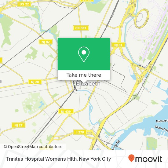 Trinitas Hospital Women's Hlth map