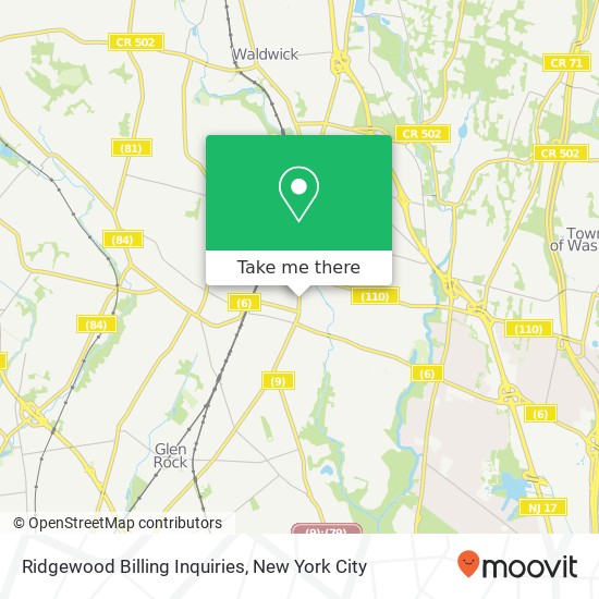 Ridgewood Billing Inquiries map