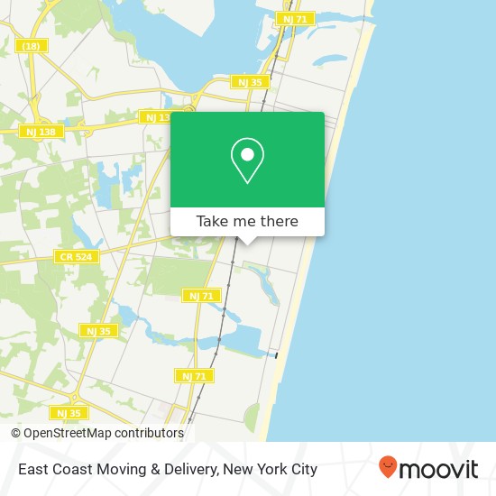 East Coast Moving & Delivery map