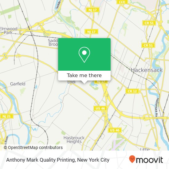 Anthony Mark Quality Printing map