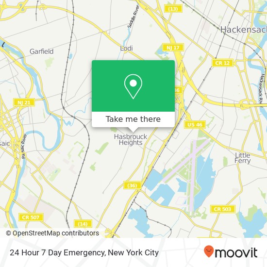 Mapa de 24 Hour 7 Day Emergency