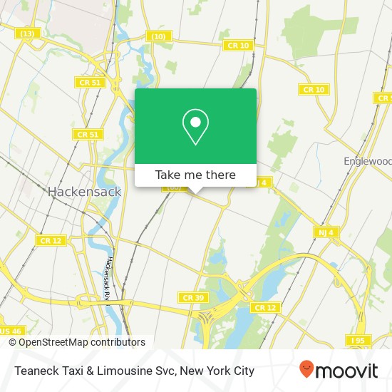 Mapa de Teaneck Taxi & Limousine Svc