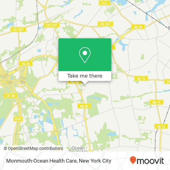 Monmouth-Ocean Health Care map