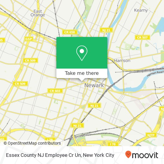 Essex County NJ Employee Cr Un map