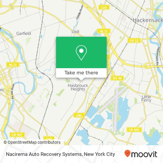 Nacirema Auto Recovery Systems map