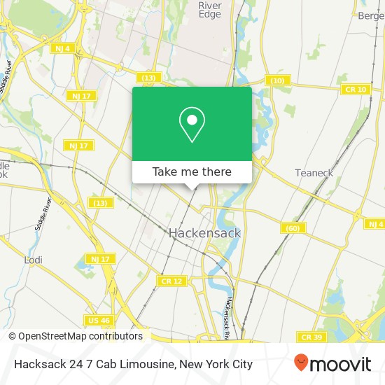 Mapa de Hacksack 24 7 Cab Limousine