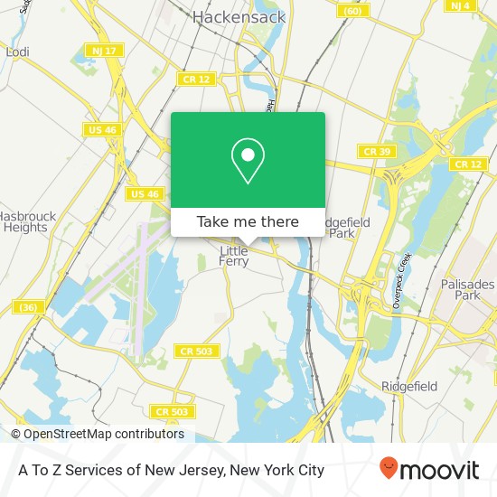 A To Z Services of New Jersey map