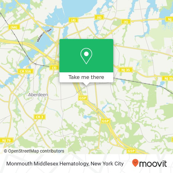 Monmouth Middlesex Hematology map