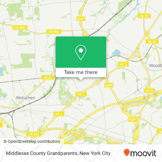 Middlesex County Grandparents map