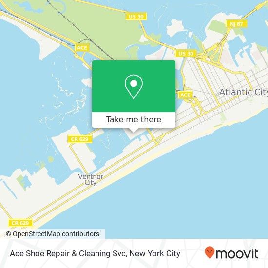 Mapa de Ace Shoe Repair & Cleaning Svc