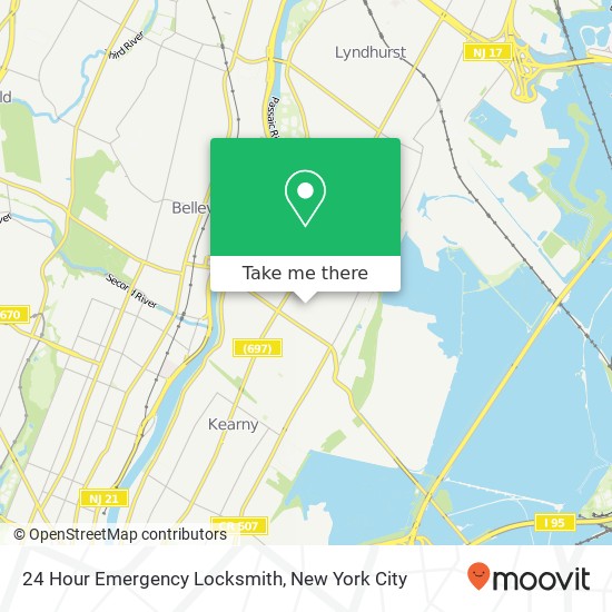 24 Hour Emergency Locksmith map