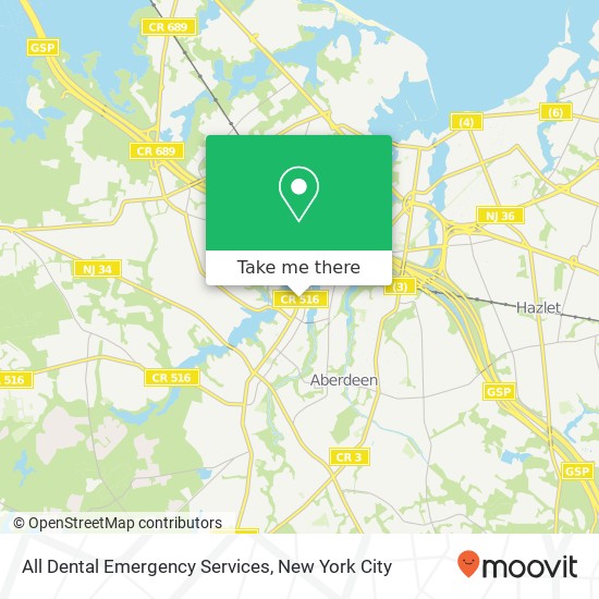 All Dental Emergency Services map