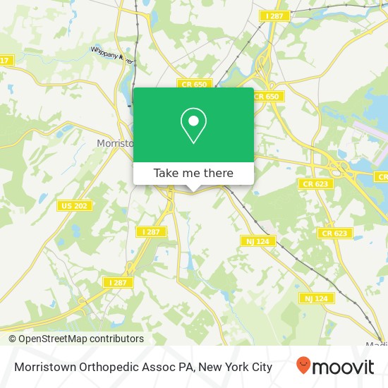 Morristown Orthopedic Assoc PA map
