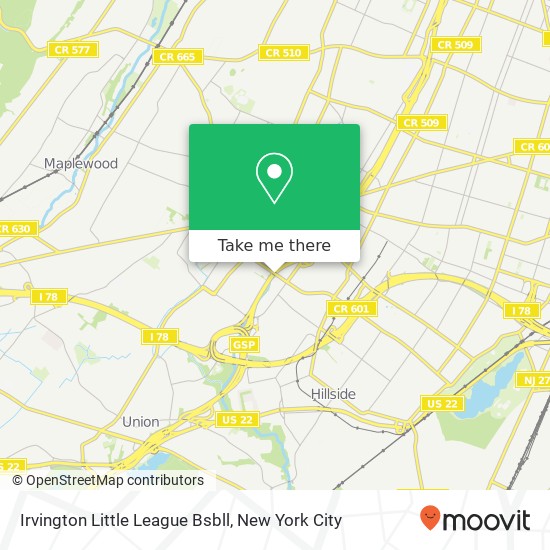 Irvington Little League Bsbll map