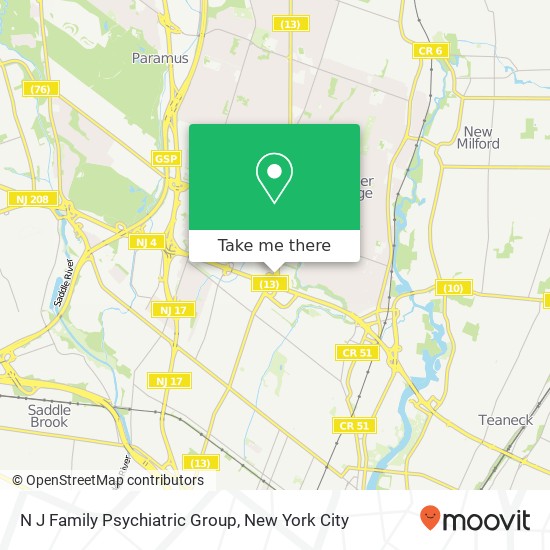 N J Family Psychiatric Group map