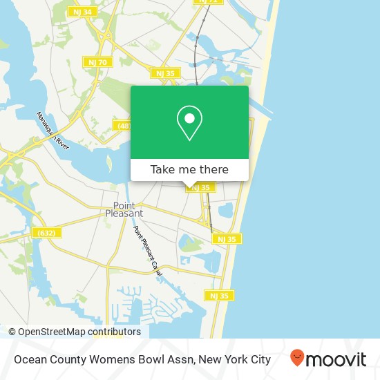 Ocean County Womens Bowl Assn map