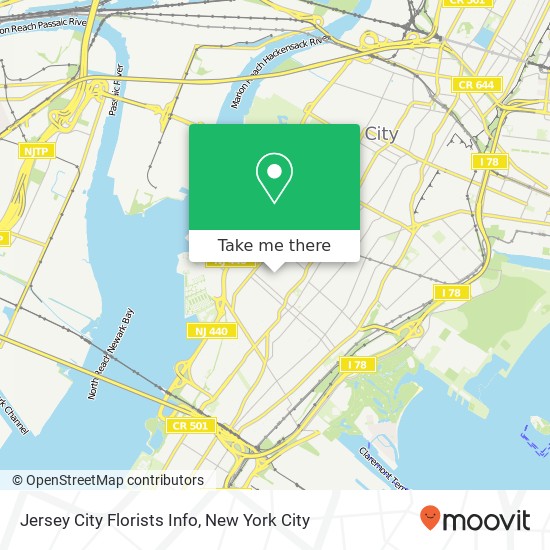 Jersey City Florists Info map