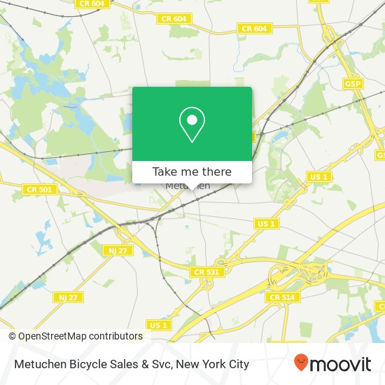 Mapa de Metuchen Bicycle Sales & Svc