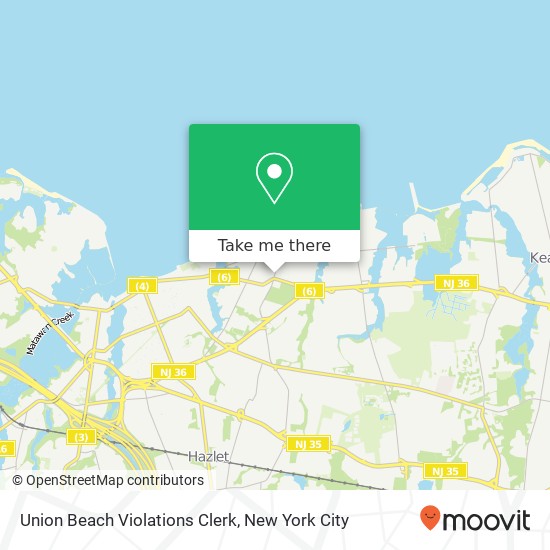 Union Beach Violations Clerk map