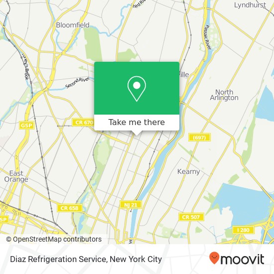 Diaz Refrigeration Service map