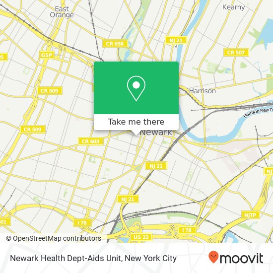 Mapa de Newark Health Dept-Aids Unit