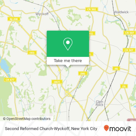 Second Reformed Church-Wyckoff map