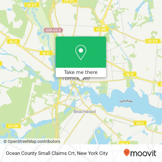 Ocean County Small Claims Crt map