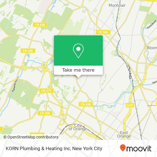 Mapa de KORN Plumbing & Heating Inc