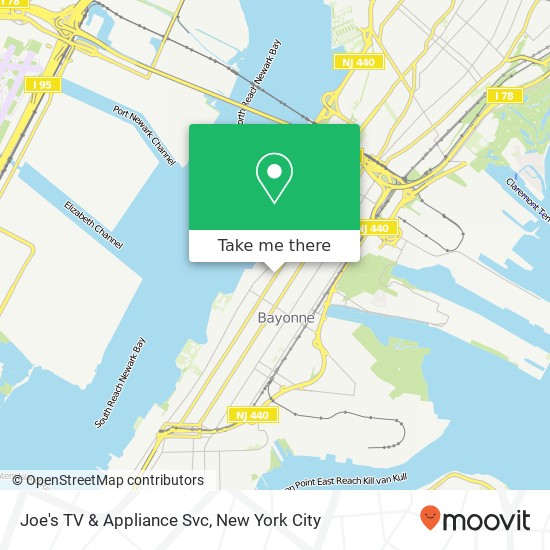 Joe's TV & Appliance Svc map