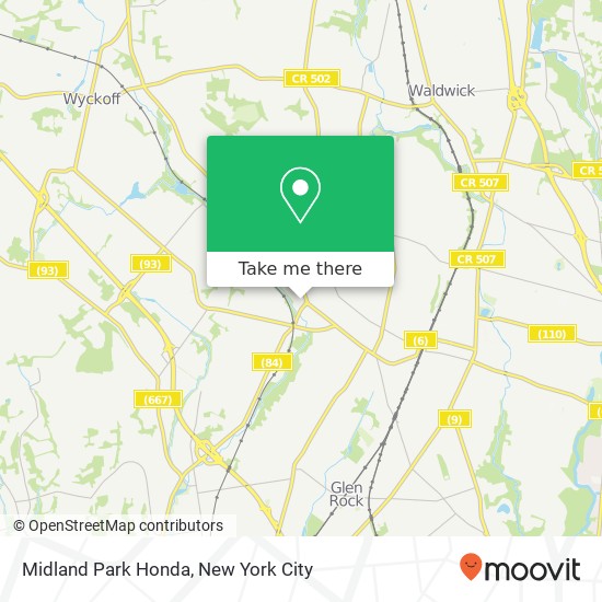 Mapa de Midland Park Honda
