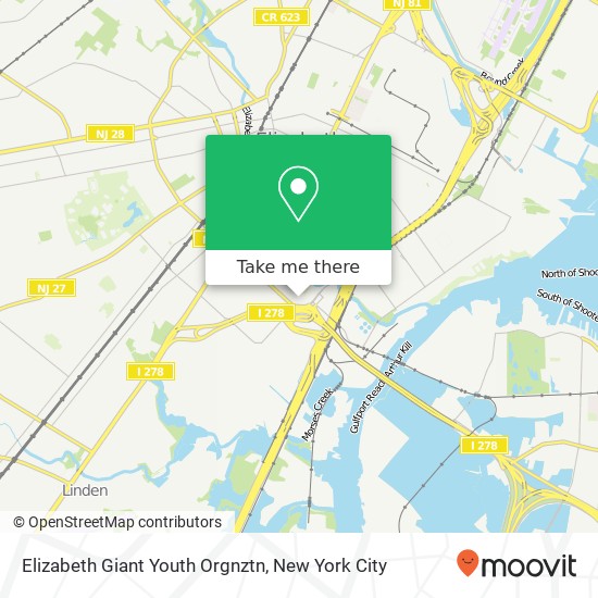 Mapa de Elizabeth Giant Youth Orgnztn