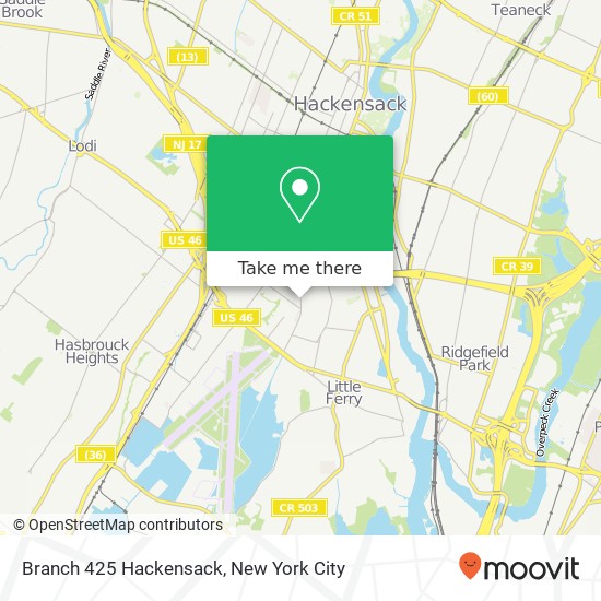 Mapa de Branch 425 Hackensack