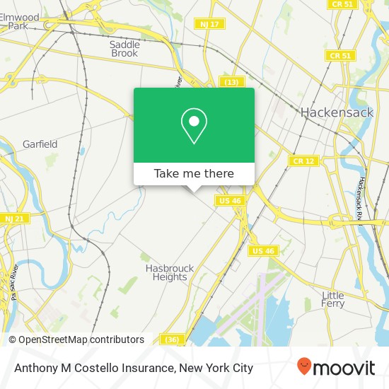 Mapa de Anthony M Costello Insurance